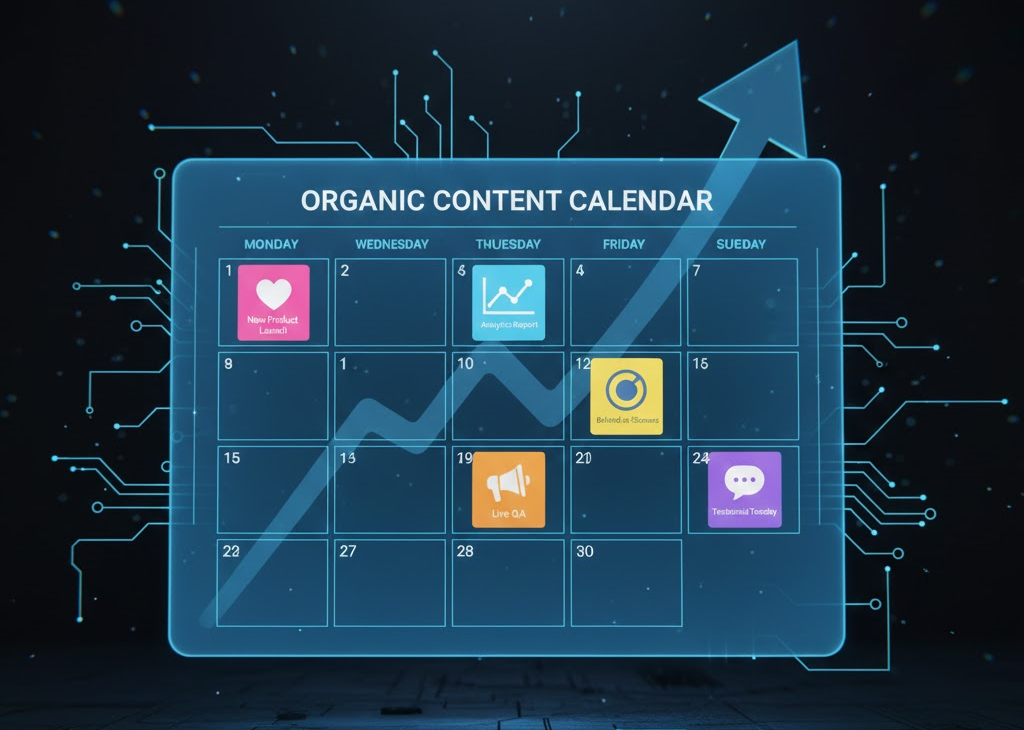 Diagrama de flujo que muestra el camino de un post orgánico a una campaña pagada exitosa a través del filtro de engagement.